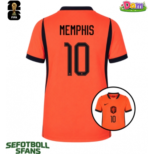 Nederländerna Memphis Depay #10 Hemmatröja Kvinnor VM 2026 Kortärmad